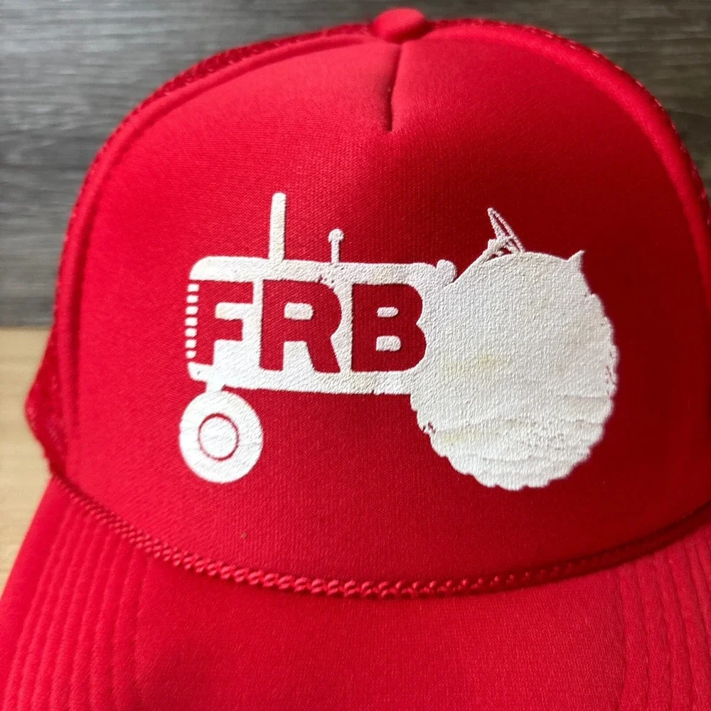 Vintage FRB Hat Cap Snapback‎ Red Trucker Tractor Farming Adjustable